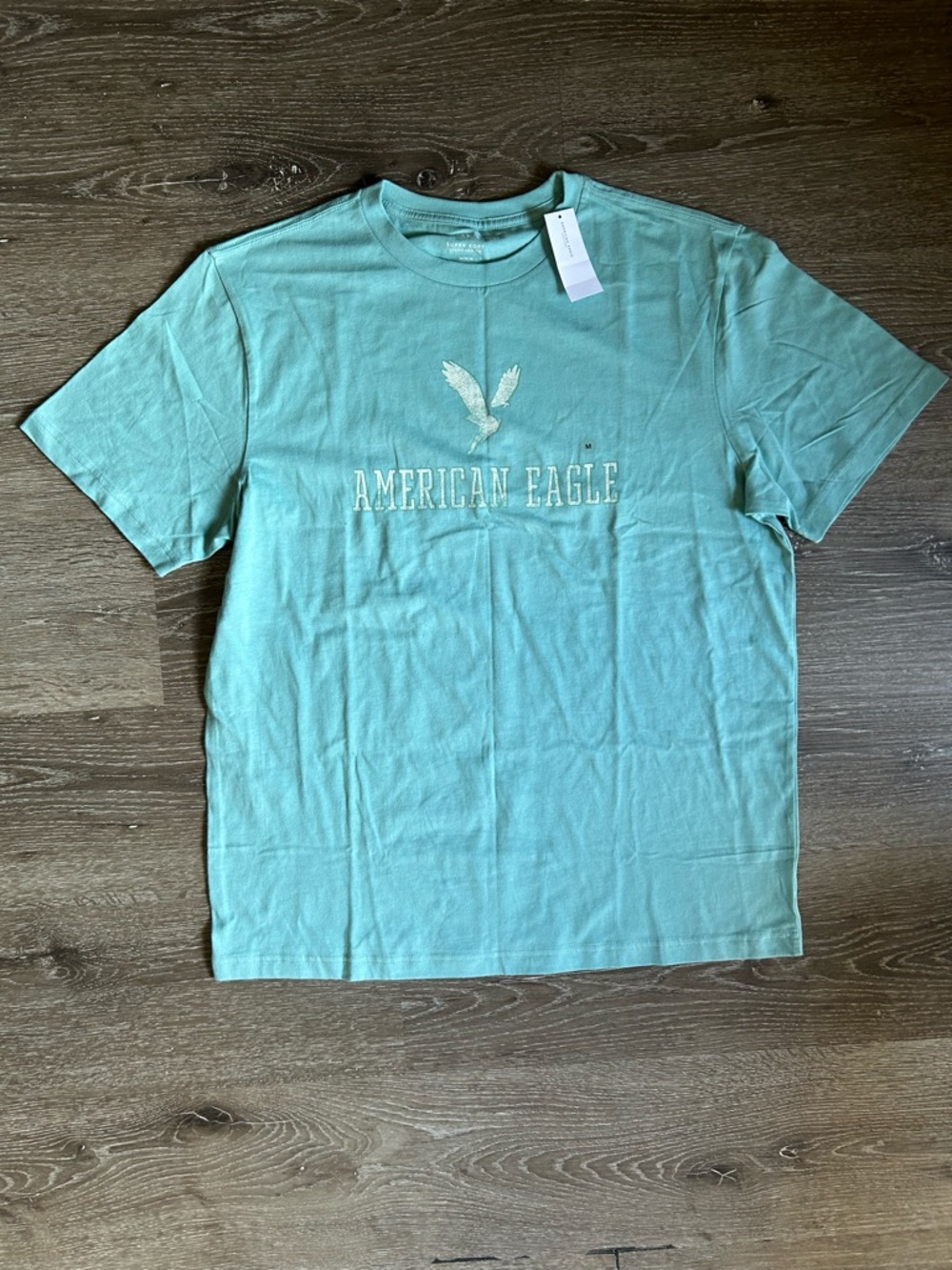 NWT Mens Medium Blue‎ Green American Eagle Cotton Short Sleeve Tee Shirt